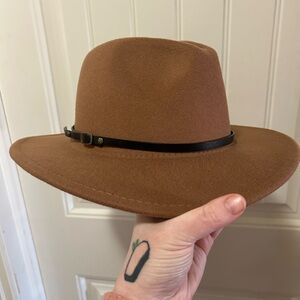 Brown Wide Brim Hat with Black Band